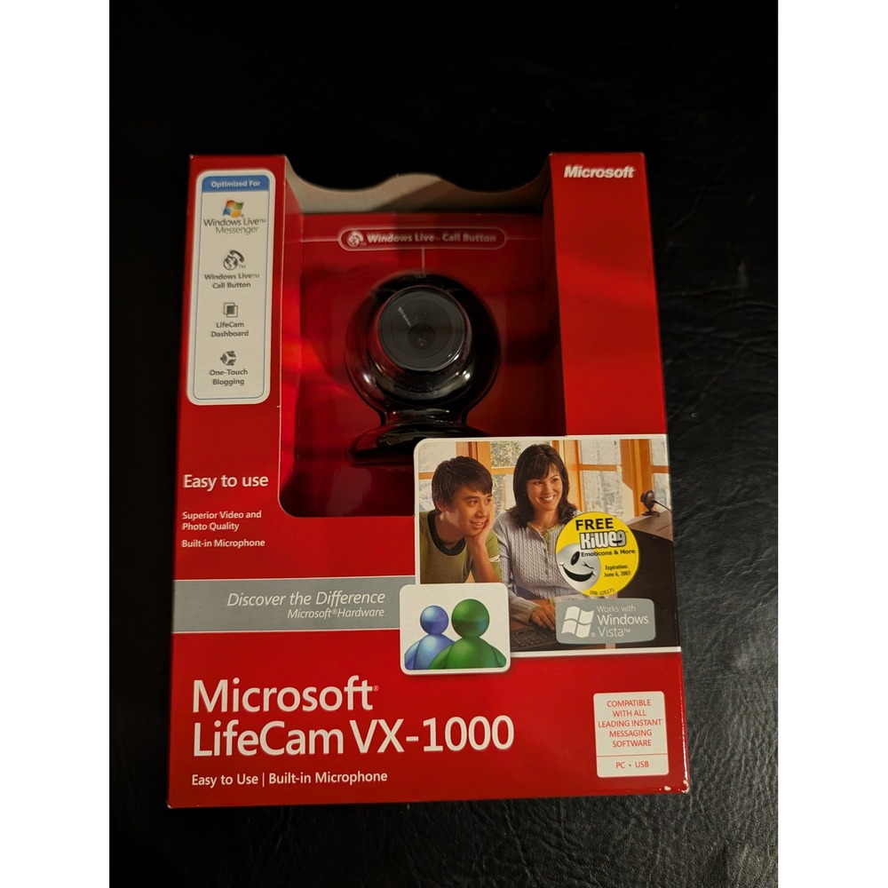 Microsoft LifeCam VX-1000 Webcam Built-in Microphone USB Black 64L-00003 NEW